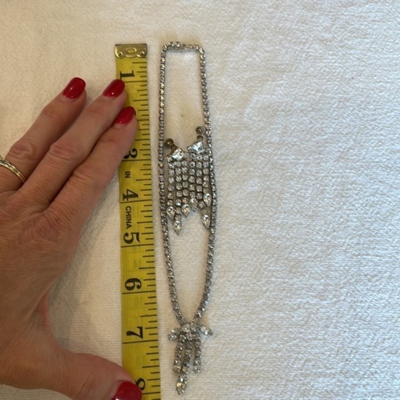 Rhinestone faceted crystal vintage screw back clip on set necklace earrings - Picture 7 of 10